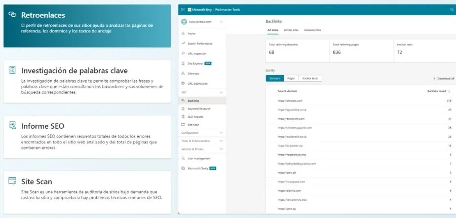 Herramienta para webmasters de Bing