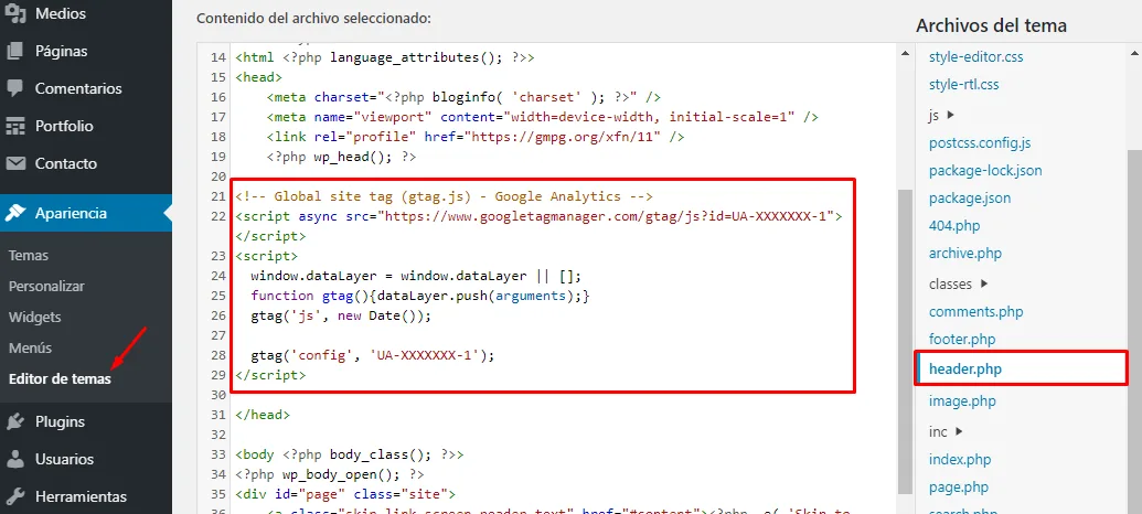 Cómo insertar el código de Google Analytics en WordPress sin necesidad de plugins