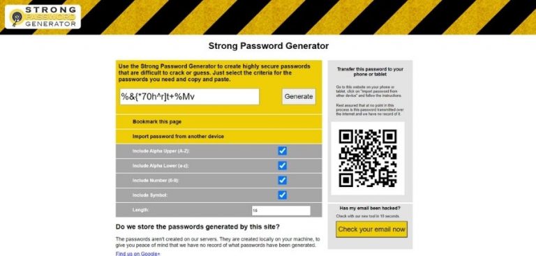 strong password generator chrome