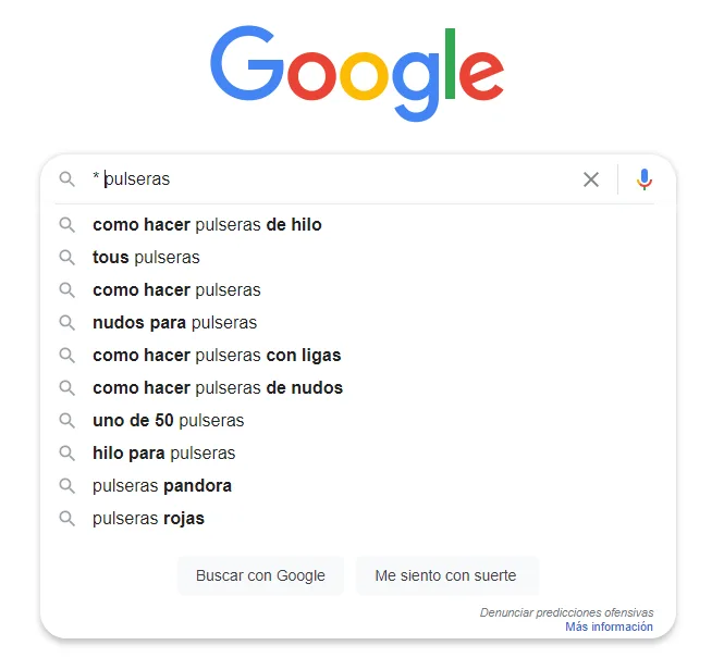 Buscar en Google con asterisco