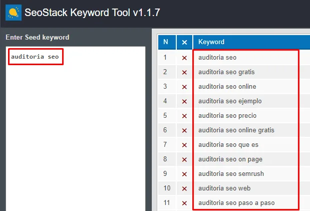 Extensión SeoStack para Google chrome