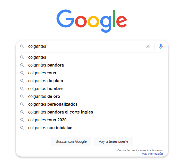 Predicciones de búsqueda en Google