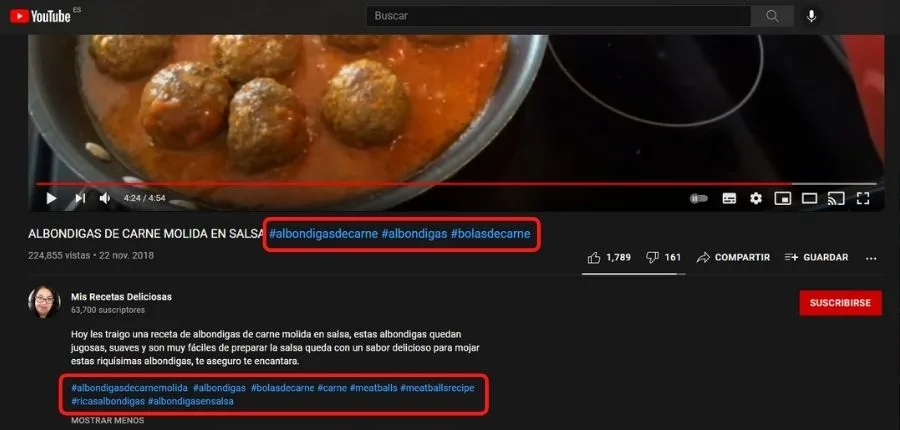 Etiquetas en vídeos de Youtube