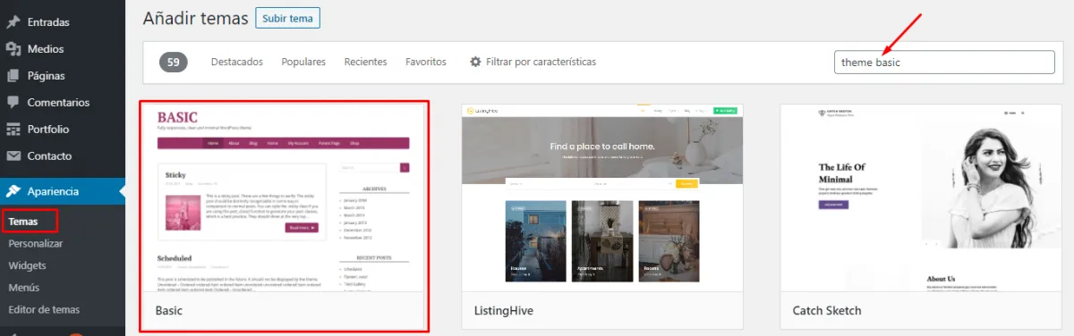 Instalando un theme gratuito en WordPress