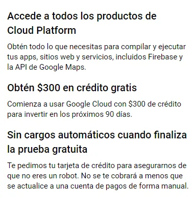 Información de facturación en Google Cloud Platform