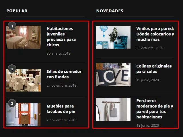 Mostrar entradas en el footer